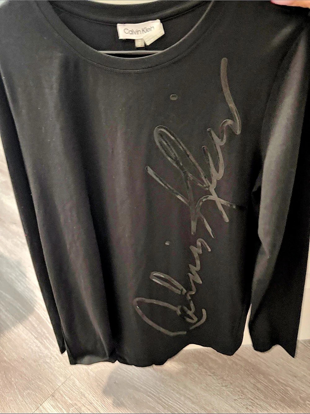 Calvin Klein Graphic Long Sleeve Top in Black